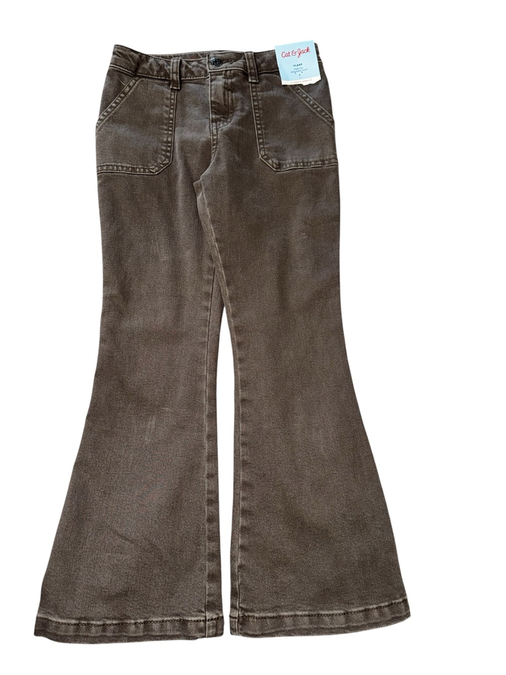 Cat & Jack Brown Flare Pants jean high raise size 7 new